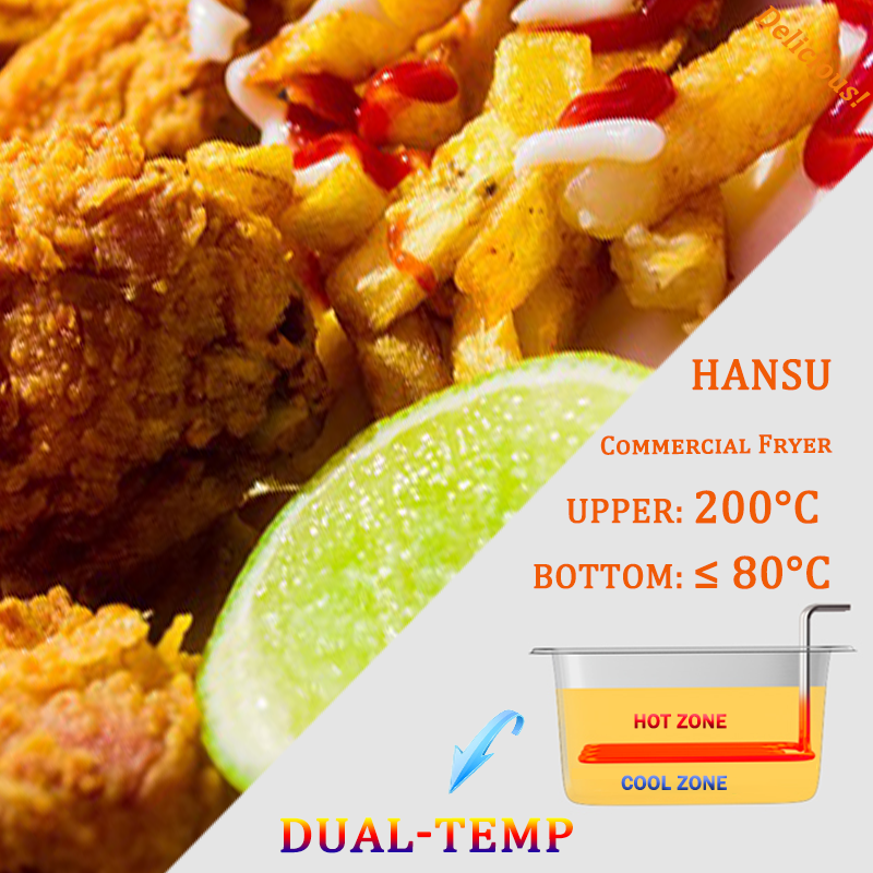 25L Industrial Electric Deep Fryer, 304/201 Stainless Steel Countertop Frying Machine for Restaurant Potato Chips and Fried Chicken