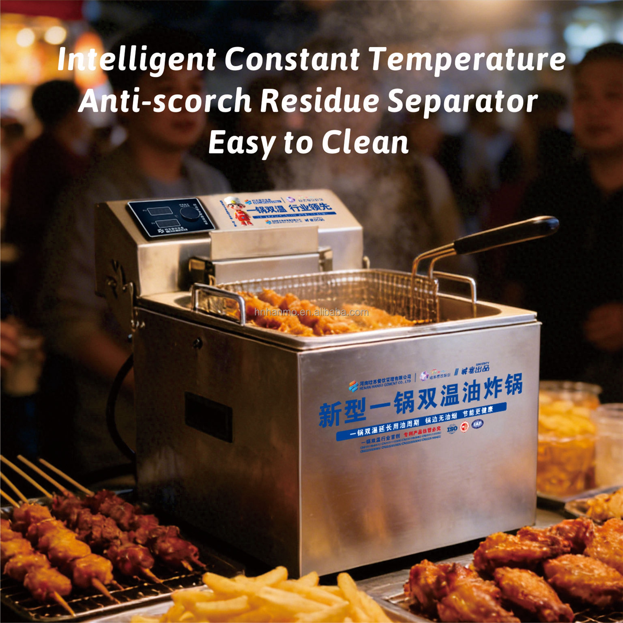 Hansu 15L Commercial Fryer Commercial Small Electric Deep Fryer Thermostat Stainless Steel Machine with Griller