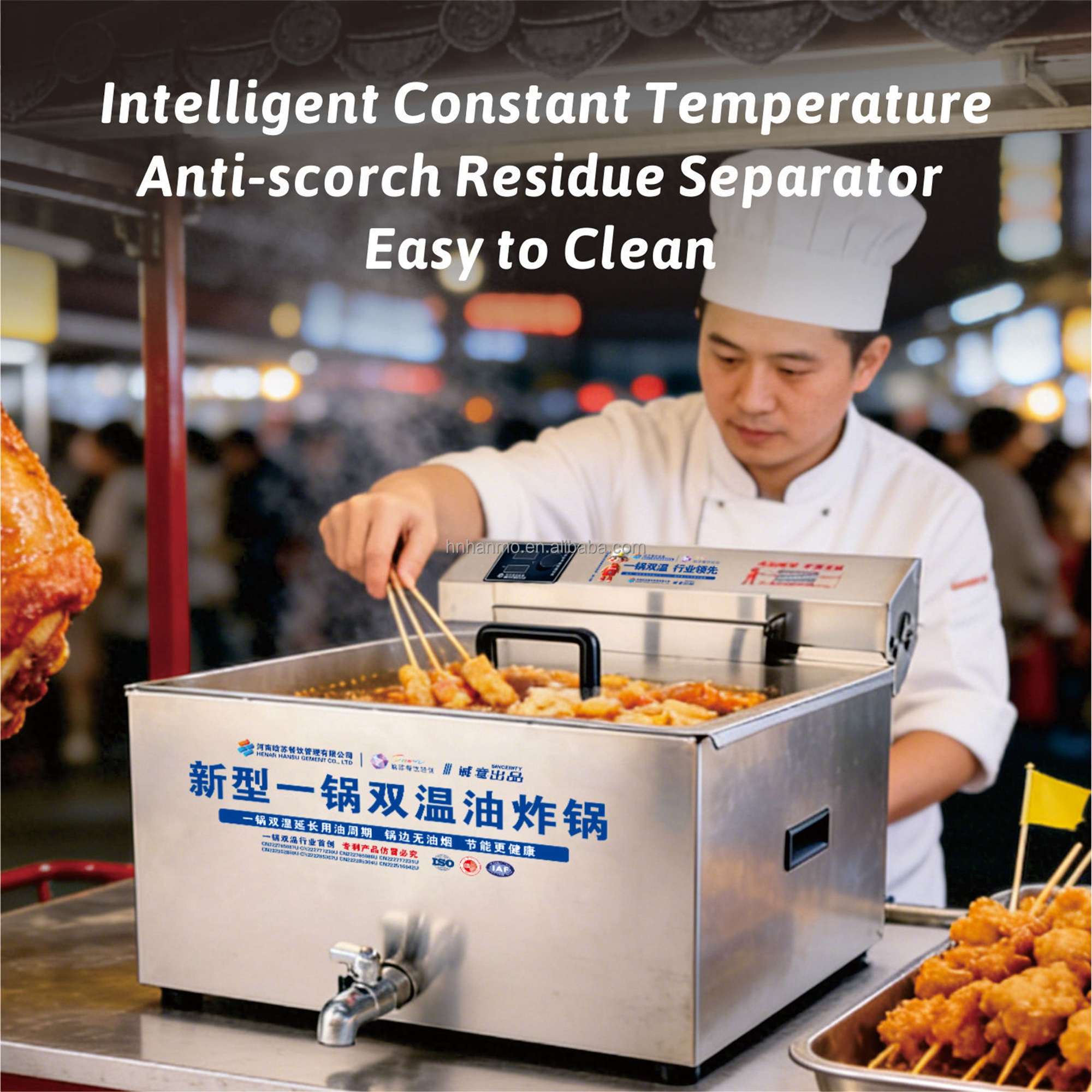 Hansu 25L Commercial Fryer Commercial Small Electric Deep Fryer Thermostat Stainless Steel Machine with Griller